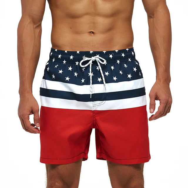 2026 Summer Swimming Shorts Men Printing Fashion Polyester Bañador Hombres Short Board Mesh Liner Gym Running Sport Swimsuit