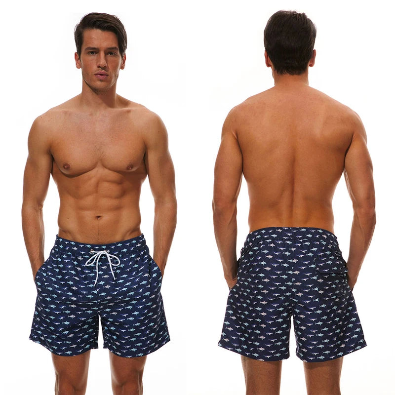 2026 Summer Swimming Shorts Men Printing Fashion Polyester Bañador Hombres Short Board Mesh Liner Gym Running Sport Swimsuit