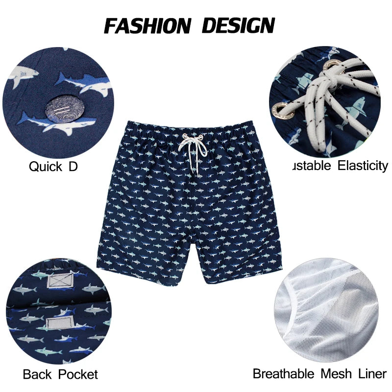 2026 Summer Swimming Shorts Men Printing Fashion Polyester Bañador Hombres Short Board Mesh Liner Gym Running Sport Swimsuit
