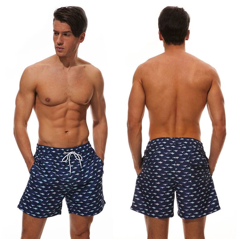 2026 Summer Swimming Shorts Men Printing Fashion Polyester Bañador Hombres Short Board Mesh Liner Gym Running Sport Swimsuit