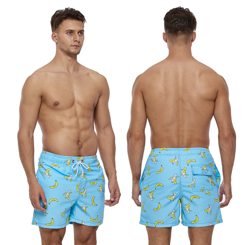 2026 Summer Swimming Shorts Men Printing Fashion Polyester Bañador Hombres Short Board Mesh Liner Gym Running Sport Swimsuit