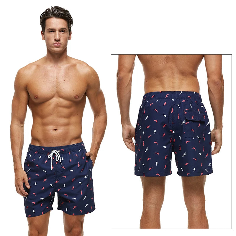 2026 Summer Swimming Shorts Men Printing Fashion Polyester Bañador Hombres Short Board Mesh Liner Gym Running Sport Swimsuit
