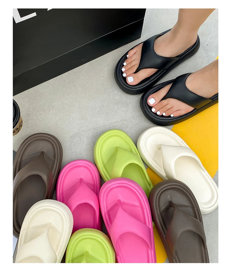 Women's Classy Flip-Flops with Poop Feeling, Female Internet Celebrity Eva Summer Outer Slippers for Couples, Thick-Soled Non-Slip Couples, Soft-Soled Flip-Flops for the Beach