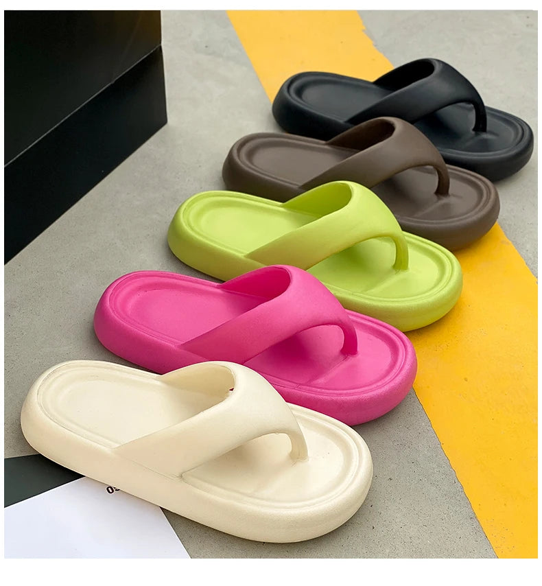 Women's Classy Flip-Flops with Poop Feeling, Female Internet Celebrity Eva Summer Outer Slippers for Couples, Thick-Soled Non-Slip Couples, Soft-Soled Flip-Flops for the Beach