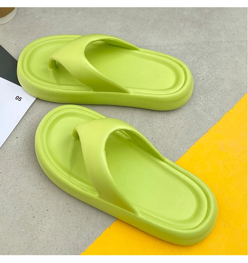 Women's Classy Flip-Flops with Poop Feeling, Female Internet Celebrity Eva Summer Outer Slippers for Couples, Thick-Soled Non-Slip Couples, Soft-Soled Flip-Flops for the Beach