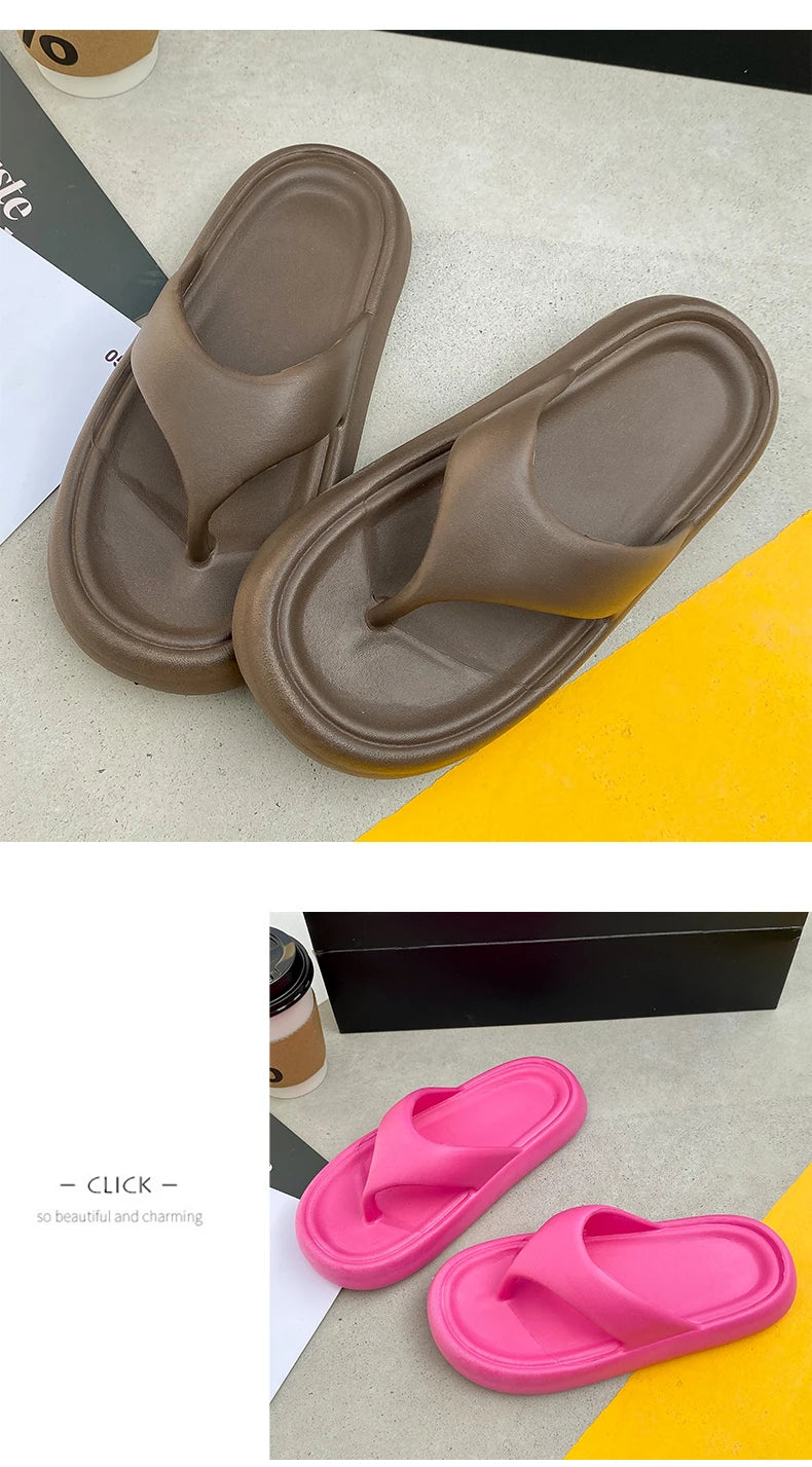 Women's Classy Flip-Flops with Poop Feeling, Female Internet Celebrity Eva Summer Outer Slippers for Couples, Thick-Soled Non-Slip Couples, Soft-Soled Flip-Flops for the Beach
