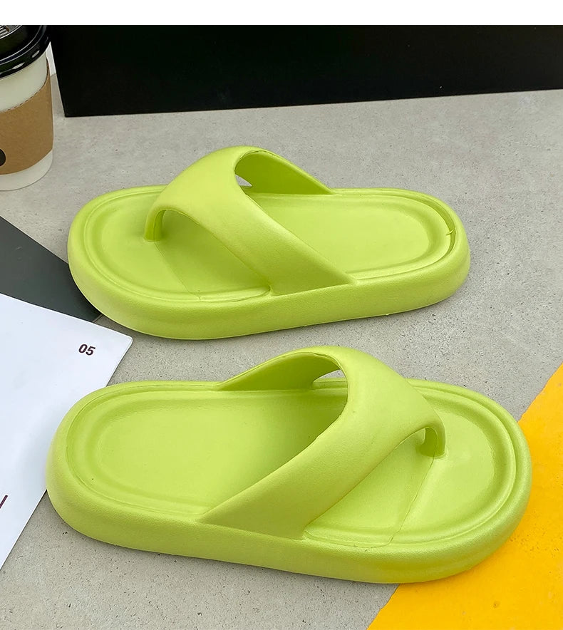 Women's Classy Flip-Flops with Poop Feeling, Female Internet Celebrity Eva Summer Outer Slippers for Couples, Thick-Soled Non-Slip Couples, Soft-Soled Flip-Flops for the Beach