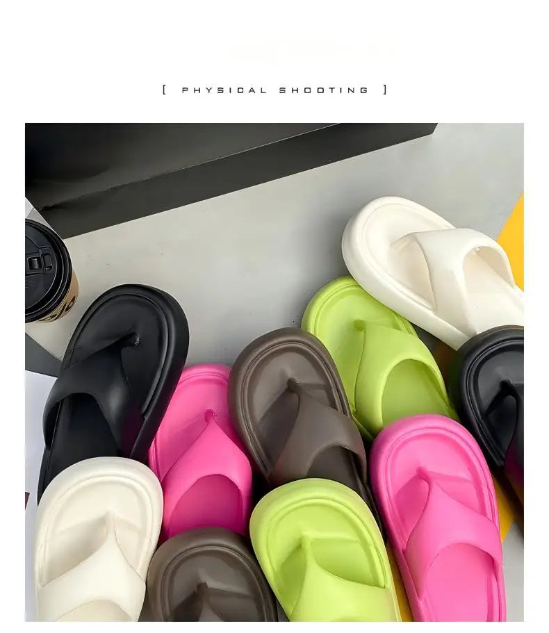 Women's Classy Flip-Flops with Poop Feeling, Female Internet Celebrity Eva Summer Outer Slippers for Couples, Thick-Soled Non-Slip Couples, Soft-Soled Flip-Flops for the Beach