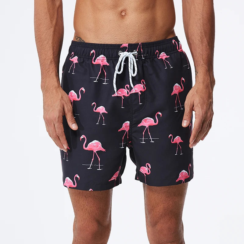 2026 Summer Swimming Shorts Men Printing Fashion Polyester Bañador Hombres Short Board Mesh Liner Gym Running Sport Swimsuit