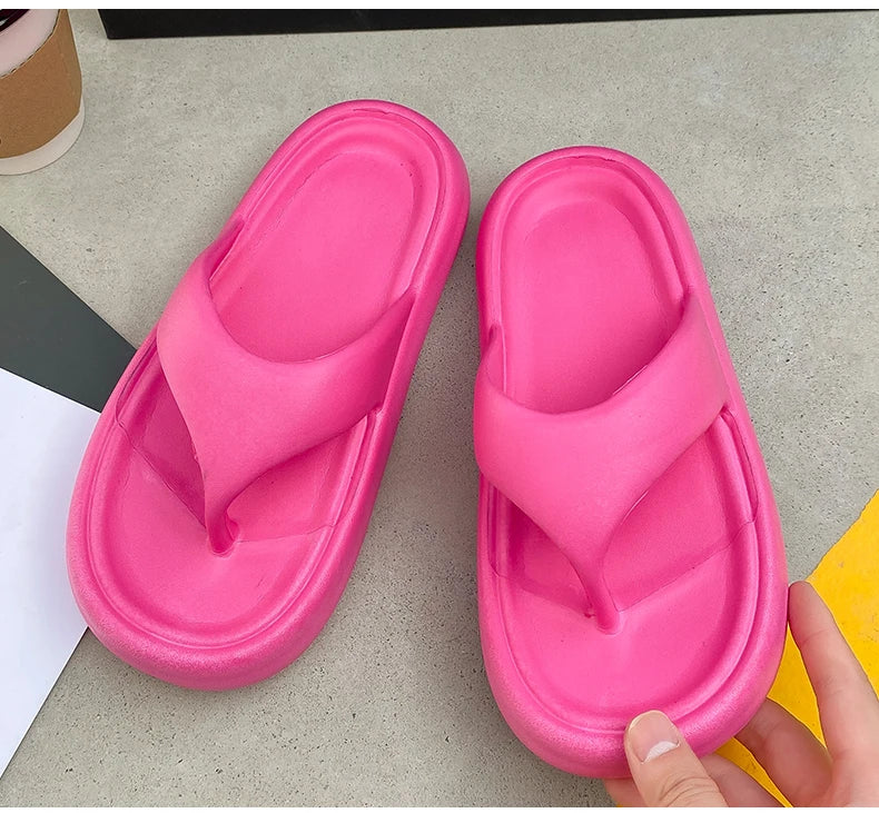 Women's Classy Flip-Flops with Poop Feeling, Female Internet Celebrity Eva Summer Outer Slippers for Couples, Thick-Soled Non-Slip Couples, Soft-Soled Flip-Flops for the Beach