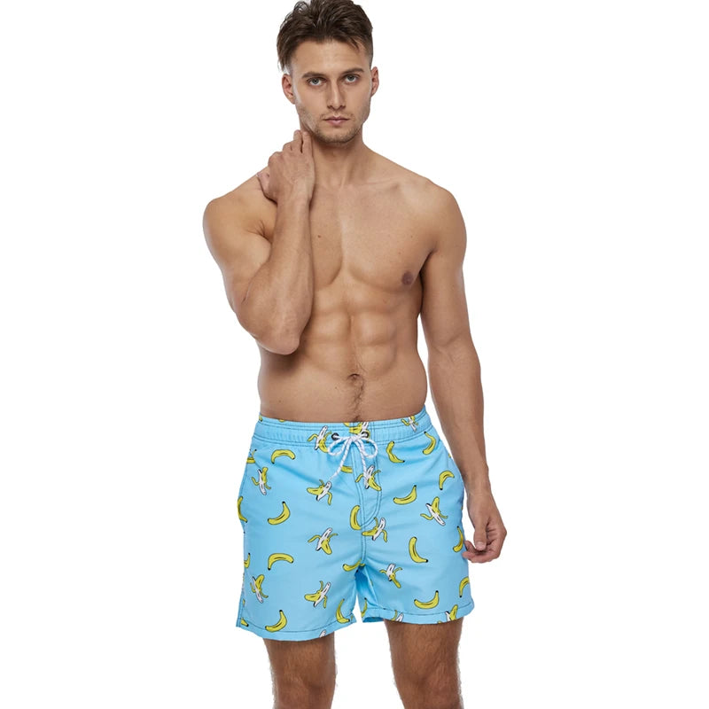 2026 Summer Swimming Shorts Men Printing Fashion Polyester Bañador Hombres Short Board Mesh Liner Gym Running Sport Swimsuit