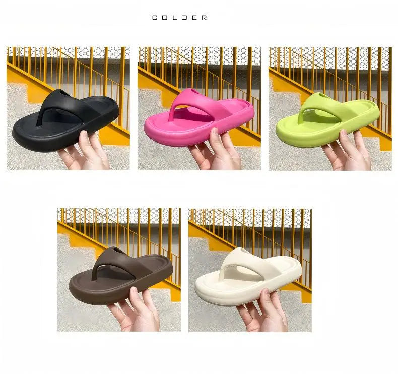 Women's Classy Flip-Flops with Poop Feeling, Female Internet Celebrity Eva Summer Outer Slippers for Couples, Thick-Soled Non-Slip Couples, Soft-Soled Flip-Flops for the Beach