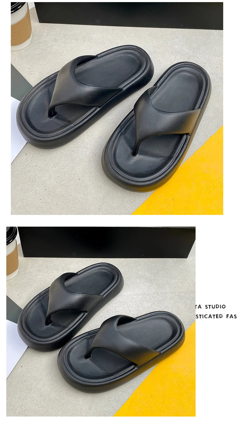 Women's Classy Flip-Flops with Poop Feeling, Female Internet Celebrity Eva Summer Outer Slippers for Couples, Thick-Soled Non-Slip Couples, Soft-Soled Flip-Flops for the Beach