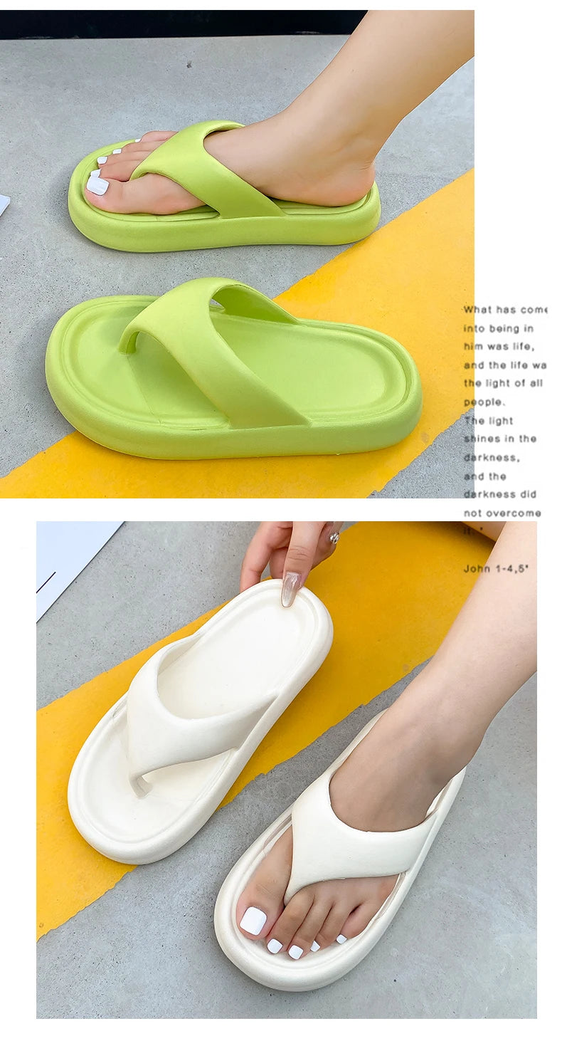 Women's Classy Flip-Flops with Poop Feeling, Female Internet Celebrity Eva Summer Outer Slippers for Couples, Thick-Soled Non-Slip Couples, Soft-Soled Flip-Flops for the Beach